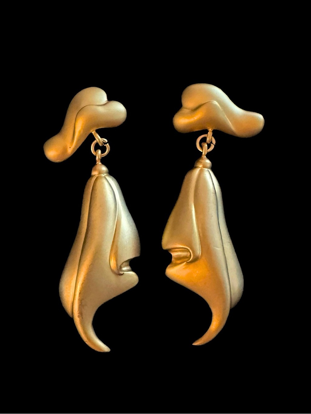 Matte Gold Sculptural Drop Earrings - Women Jewelry